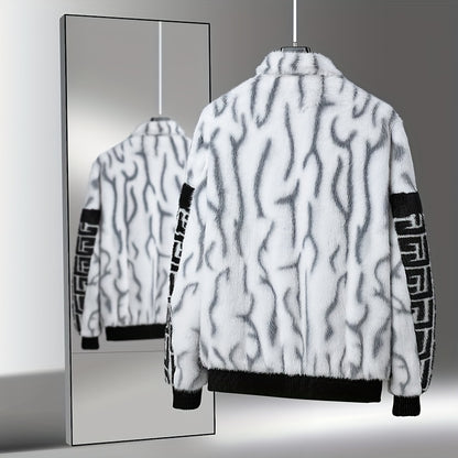 Men'S Winter Jacket - Brown & Black Color Block Coat with Stand-Up Collar, Zipper Closure, Non-Stretch Fabric for Formal & Everyday Cold Weather - Luxury Outerwear for Office, Parties, Casual Outfits, Party Attire, Sophistica