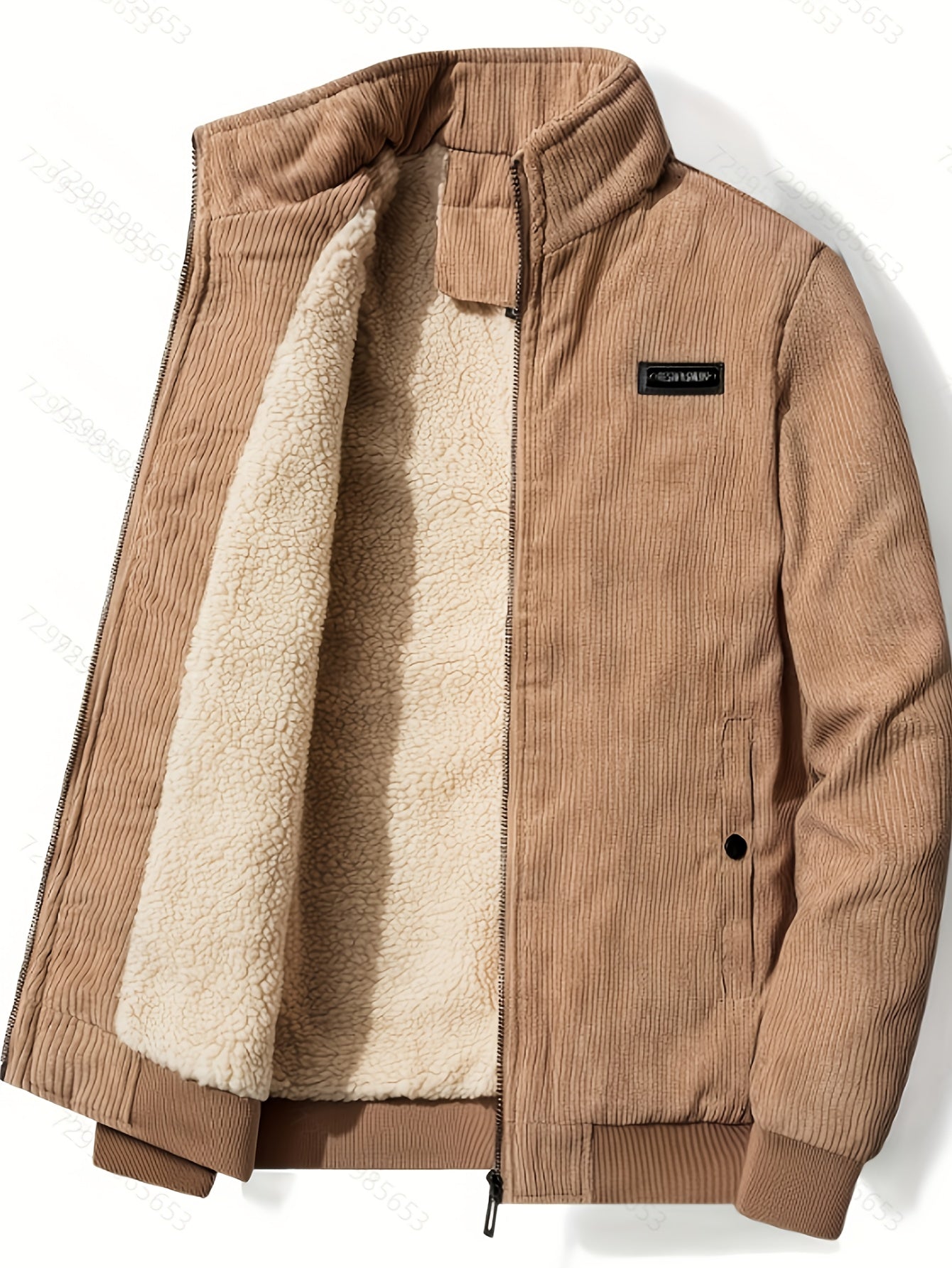 Men's Corduroy Jacket Olive Green - Retro Loose-Fit Full-Zip Winter Coat with Stand Collar & Zippered Pockets, Machine Washable Corduroy Outer (No) for Casual & Formal Wear - Autumn/Winter Outerwear, Womens Coats And Jackets,