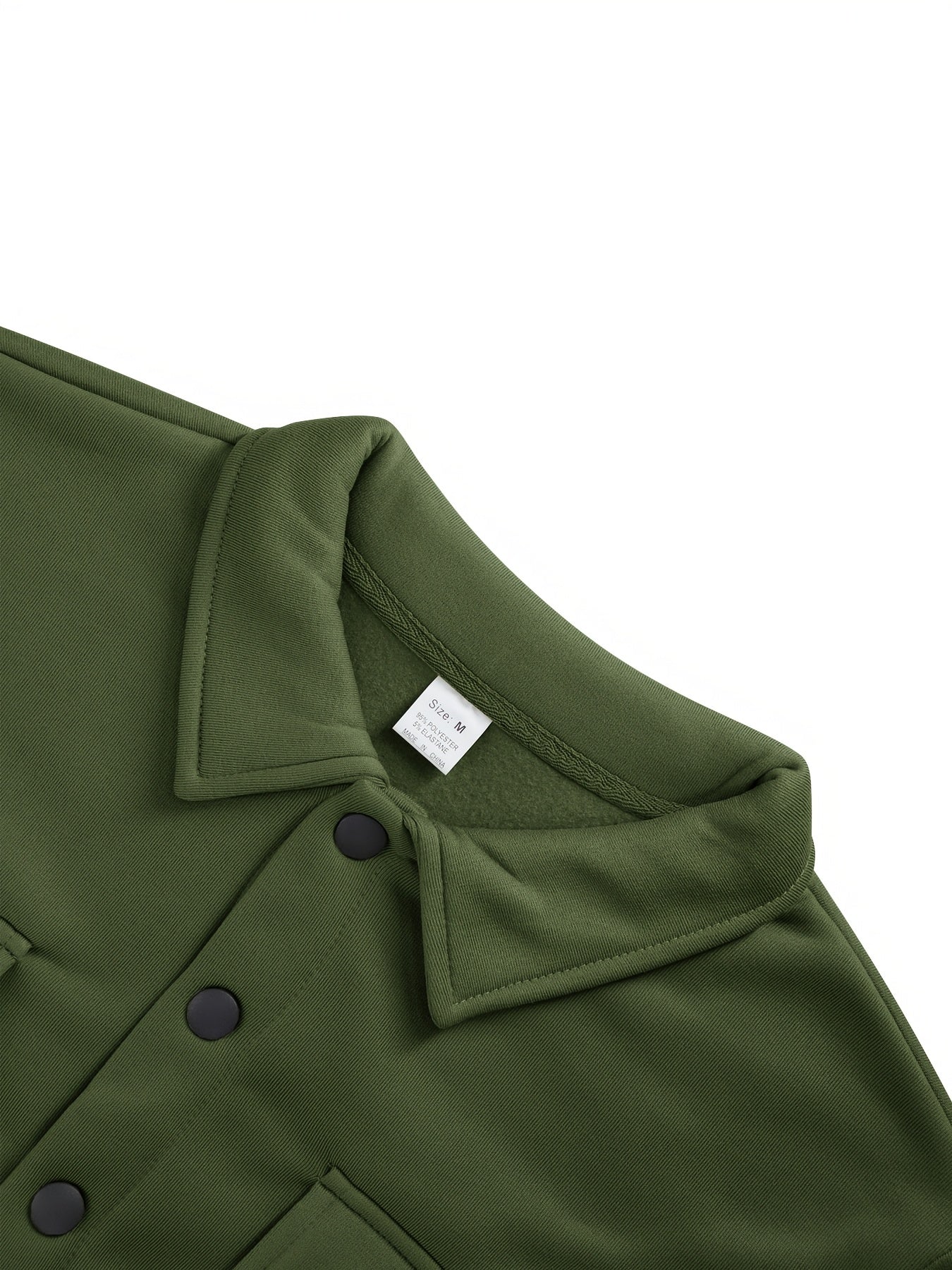 Men's Solid Color Lined Workwear Shirt Jacket with Snap Buttons