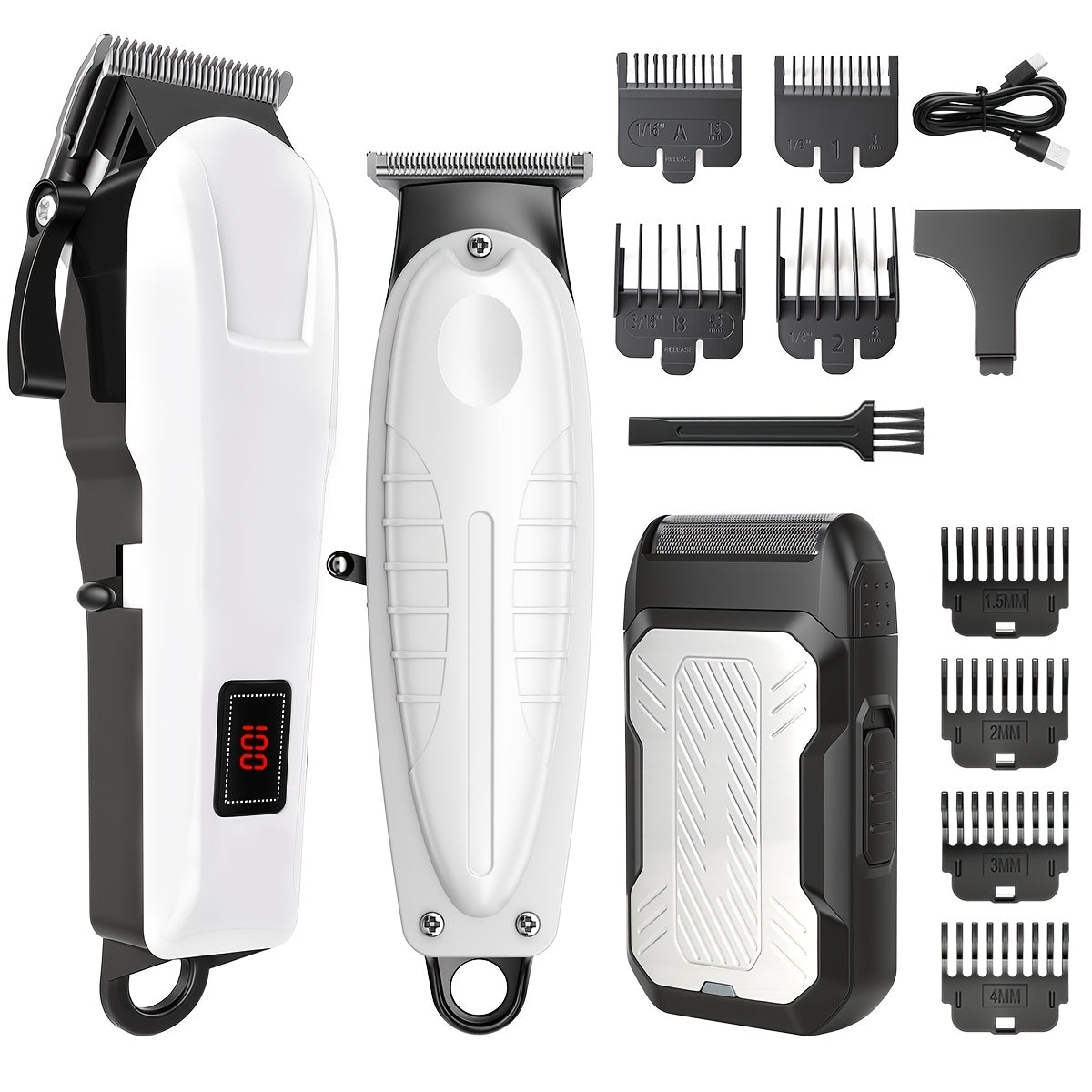 2pcs/3pcs Men's Electric Hair Clipper Set & Beard Trimmer Set. Home-use electric hair clipper + sculpting trimmer + reciprocating shaver. Haircutting, shaving, sculpting, and sideburn trimming. Christmas gift. for home, car,