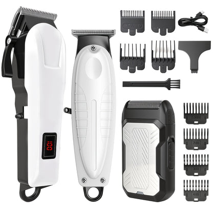 2pcs/3pcs Men's Electric Hair Clipper Set & Beard Trimmer Set. Home-use electric hair clipper + sculpting trimmer + reciprocating shaver. Haircutting, shaving, sculpting, and sideburn trimming. Christmas gift. for home, car,