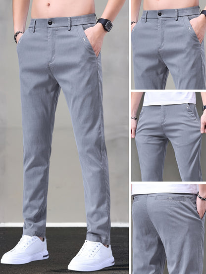 Men's Slim-Fit Summer Suit Pants with Stretch Lyocell Fabric