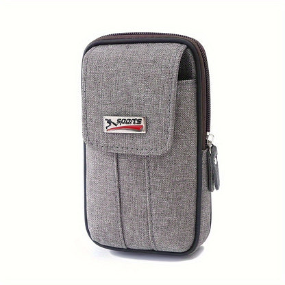 1pc Men's Mobile Phone Bag, Casual Wear Belt Fanny Pack, Canvas Mobile Phone Fanny Pack, Multi-functional Waterproof Mobile Phone Bag, Card Holder, Coin Wallet