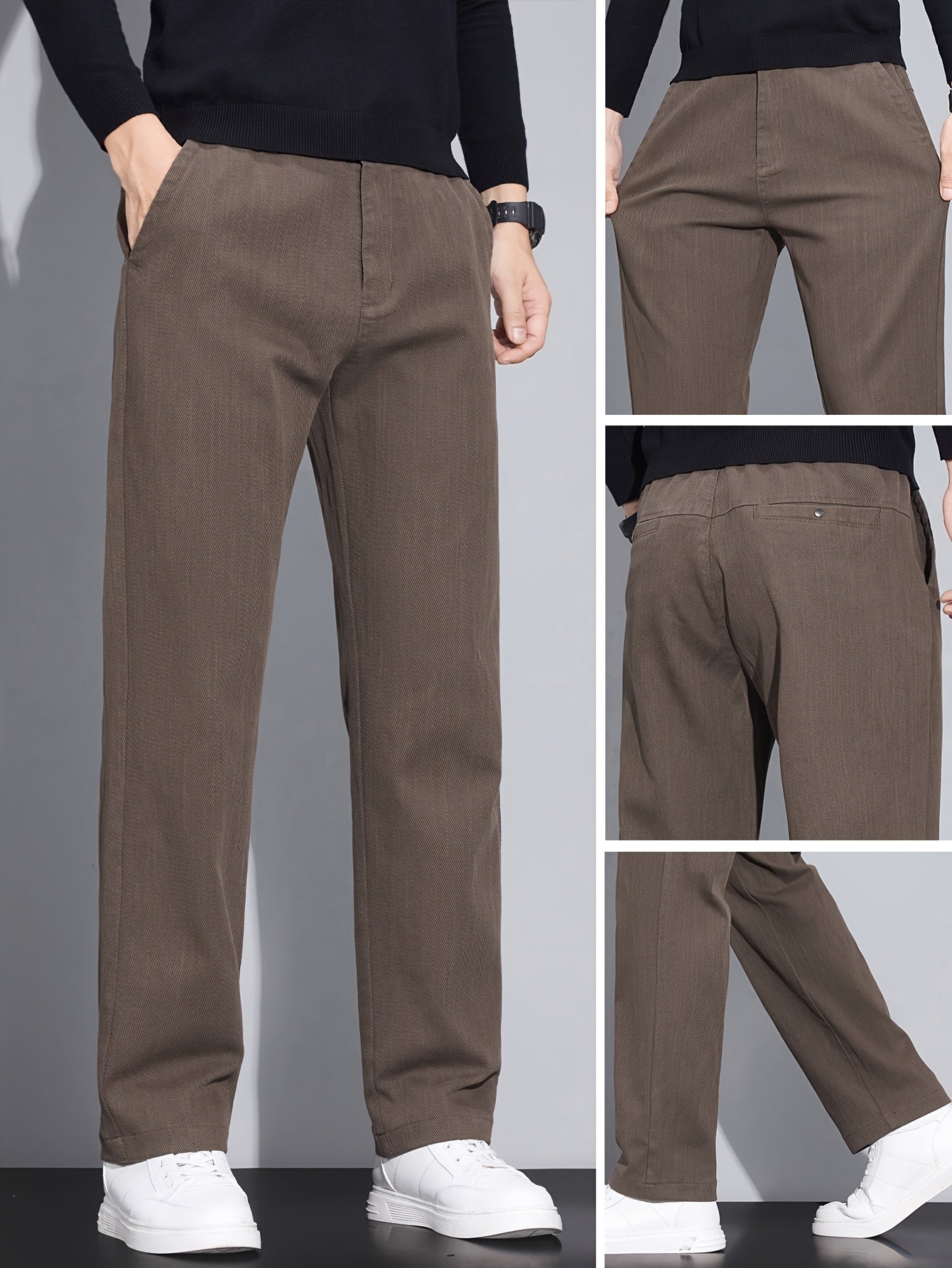 Men's Slim Fit Straight-Leg Casual Pants, Lightweight & Durable