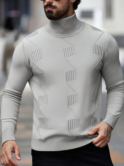 Men's Autumn/Winter High-Neck Sweater, Men's Winter High-Neck Pullover Knit Sweater, Men's Winter Clothing, Men's Sweater, Christmas Sweater, Men's Christmas Sweater, Winter Men's Apparel, New Year's Apparel, Men's Christmas