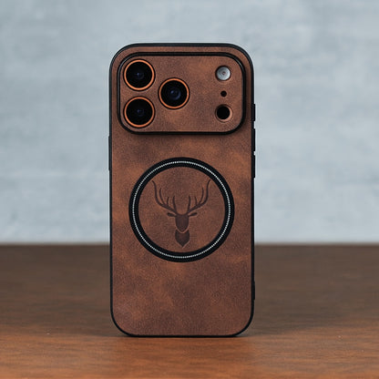 Retro Faux Leather iPhone 18 Pro Max Case with Magnetic Wireless Charg