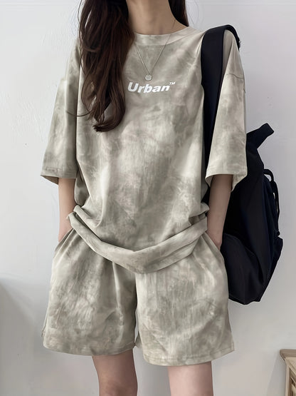 Women's Tie-Dye Loose Fit Short Sleeve Pajama Set