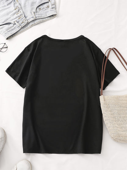 1pc Angel & Devil Wings Graphic Print T-Shirt for Women, Casual Crew Neck Short Sleeve Tee, Polyester Knit Fabric with Medium Stretch, All-Season Fashion Top