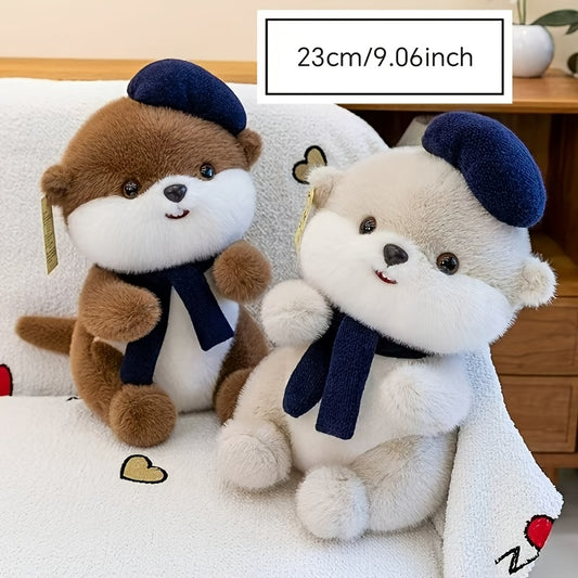 Սիրուն բերետ՝ կուղբաձև փափուկ խաղալիք | Փափուկ խաղալիք տիկնիկ շարֆով, սիրուն կուղբաձև փափուկ խաղալիք ծննդյան նվեր աղջիկների և երեխաների համար, պոլիեսթերային մանրաթել և մուգ շագանակագույն