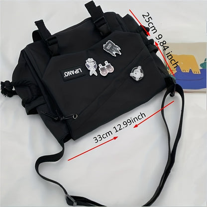 1pc Nylon Handbag Shoulder Bag Large Capacity Messenger Bag, Men's Messenger Bag Student School Bag