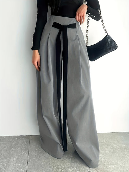 BK052044 Elegant Suit Jacket and Waist-Tie Loose Straight-Leg Wide-Leg Pants Women's Two-Piece Suit