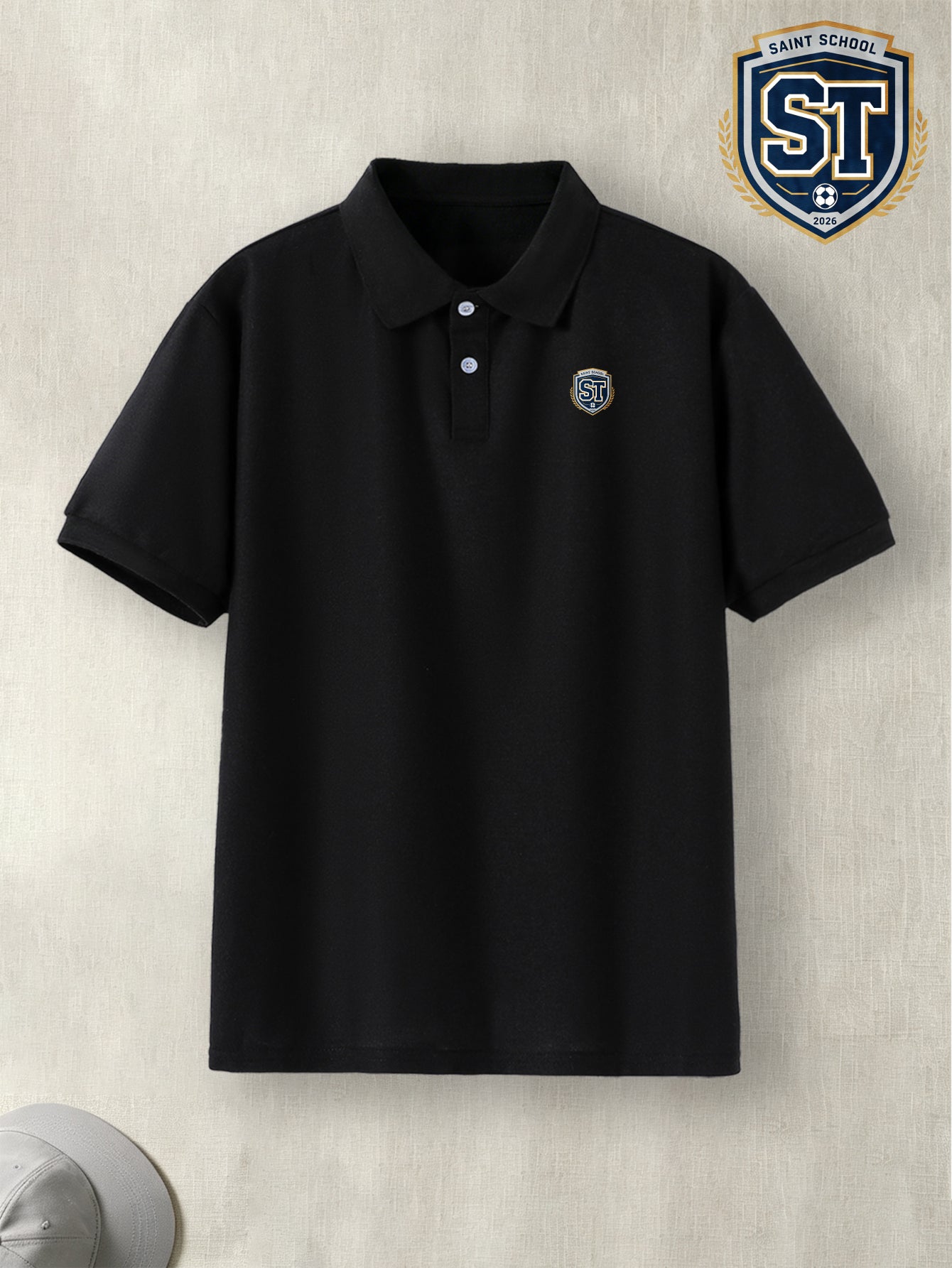 Youth Summer Polo Shirt with Soccer Crest Print for Teens