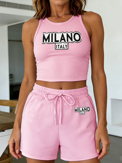Casual Women's Two-Piece Set with Printed Top & Shorts