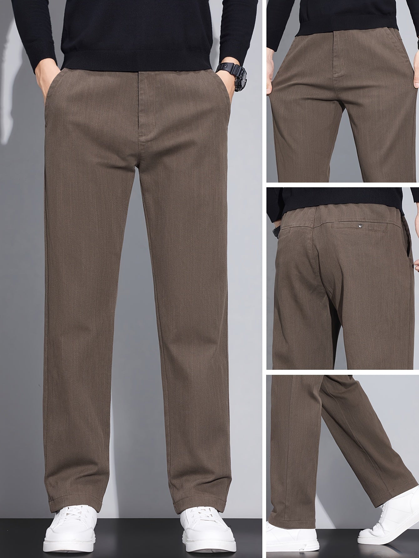Men's Slim Fit Straight-Leg Casual Pants, Lightweight & Durable