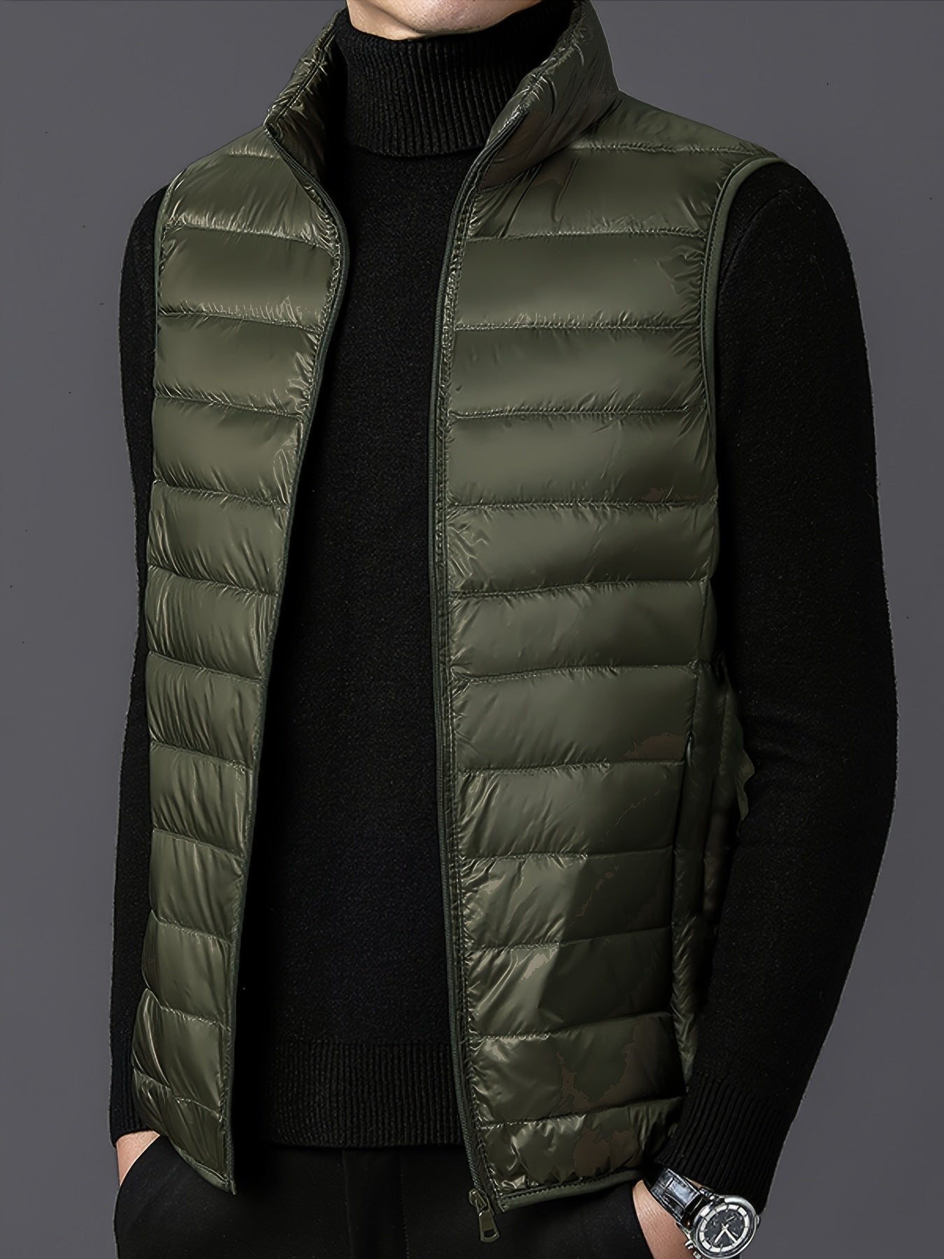 Men's Fashion Solid Color Single Vest, Youth Outdoor Sports Casual Jacket, Men's Spring Autumn Thin Stand Collar Cardigan Vest