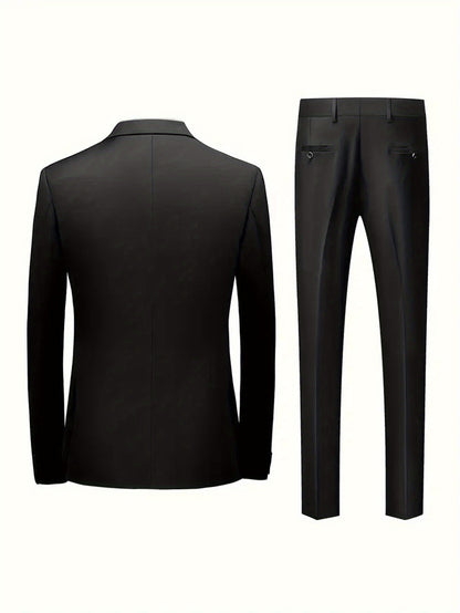 Men'S Formal Suit Set Featuring a Two-Button Lapel Jacket And Trousers. A Simple, Comfortable, And Classic Outfit for Adult Males, Suitable for Professional Office Wear, Elite Business Attire, High-End Casual Suits, And Profe