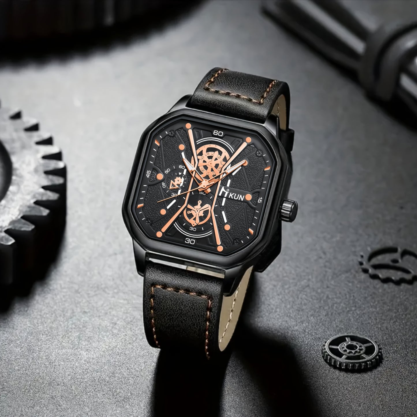 5 հատ նոր ժամացույցի նրբագեղ նվերների տուփի հավաքածու - բարձրակարգ գեղեցիկ արհեստական ​​կաշվե ժամացույց՝ նորաձև ակնոցներով, նորաձև բանալիի շղթայով, ամենօրյա դրամապանակով և գոտիով, կատարյալ նվեր