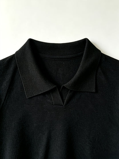 Men's Knit Polo Shirt with Geometric Pattern - Lightweight Summer Styl