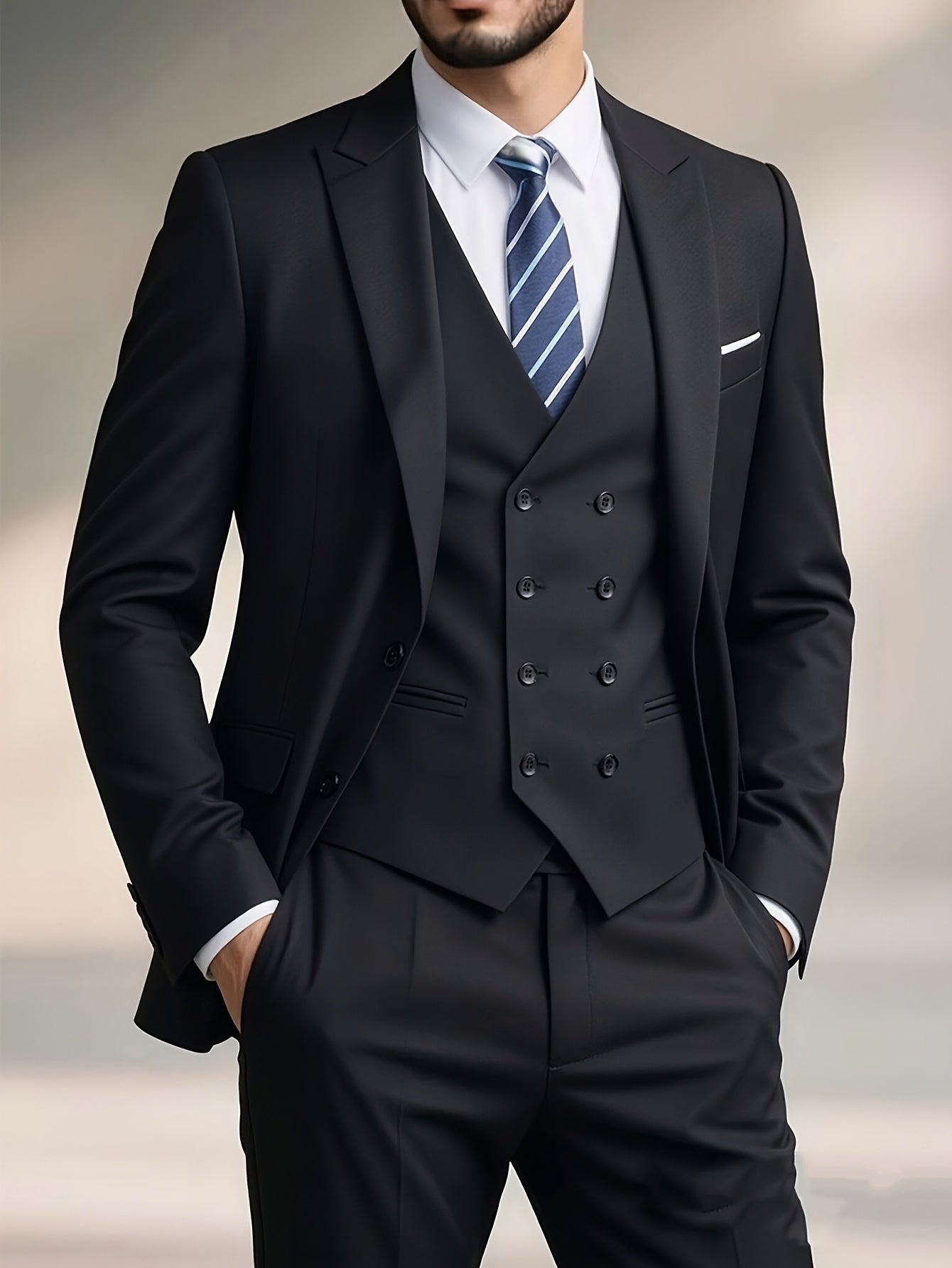 Men's Slim-Fit Two-Button Notch Lapel Suit Jacket