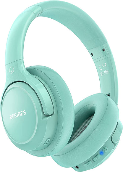 BERIBES Bluetooth Headphones over Ear, 65H Playtime and 6 EQ Music Modes Wireless Headphones with Microphone, Hifi Stereo Foldable Lightweight Headset, Deep Bass for Home Office Cellphone PC Ect.