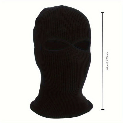 Men's Fleece-Lined Winter Balaclava - Windproof, Thermal Ski Mask with Dual Holes for Outdoor Sports