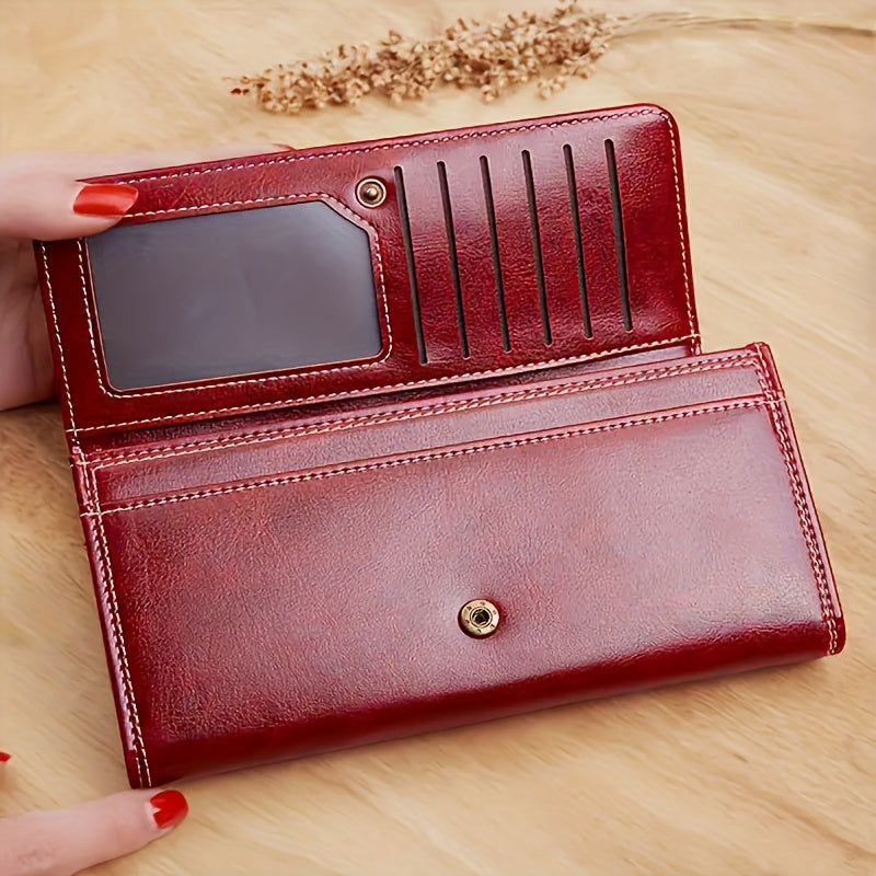 hour Women's Vintage -Korean Style Wallet - Long Wallet with Clasp Closure, Multi-Card Holder (Cash/credit), Slim Envelope Design Handbag, for daily Use, Professional & Special Events - Ladies Purse