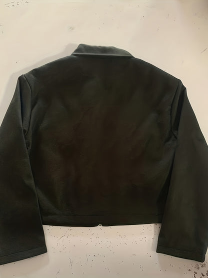Women's Solid Full-Zip Winter Jacket with Structured Collar