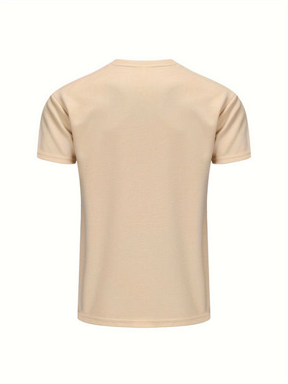 Men's Solid T-shirt With Chest Pocket, Casual Short Sleeve Crew Neck Tee, Men's Clothing For Summer Outdoor