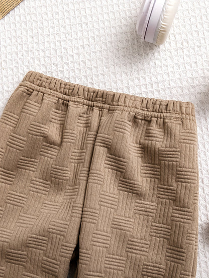 2 հատ տղաների համար նախատեսված աշուն/ձմեռ նորաձև, կողավոր, պատչվորք, սիրուն արջուկ-պանդա օձիքով, ժակարդե միագույն սվիտեր և միագույն ժակարդե տաբատ, ամենօրյա, նորաձև հավաքածու, իդեալական է բացօթյա օգտագործման համար