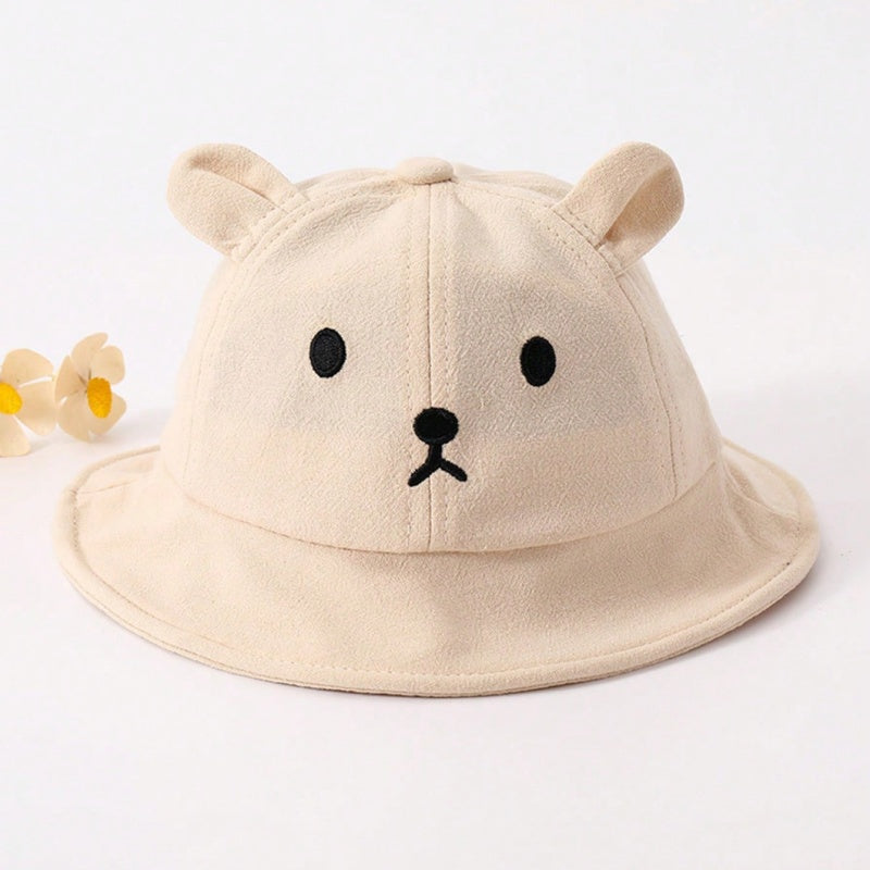 Kids Bear Fisherman Hat with 3D Ears Soft Polyester
