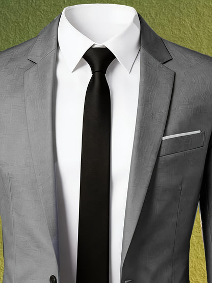 Men's Casual Slim Fit Solid Color Suit Jacket - Lightweight