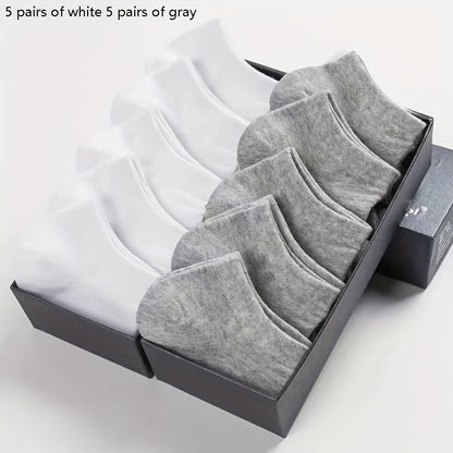 5/10/12 Pairs Unisex Comfort Ankle Socks - Soft Black Polyester Blend, Solid Color Low-Cut Design for Men & Women, Machine Washable, Cute Socks