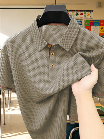 Youth Polo Shirt for Boys, Breathable Summer Top with Geometric Patter