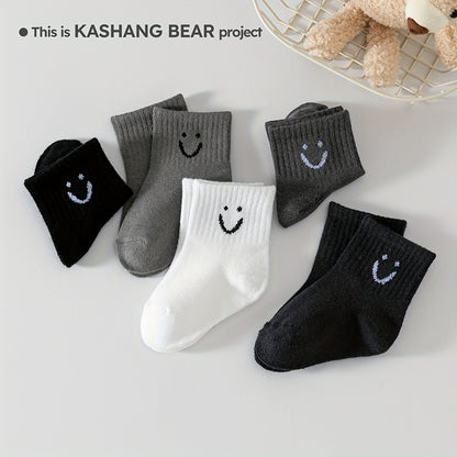 2/5 Pairs of Baby Socks Four Seasons Cotton Socks Cute Expressions 0-5 Years Old Boys And Girls Sports Mid-Tube Short Socks