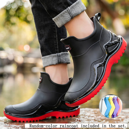 Men's Lightweight Short Rain Boots with Slip-On Comfort