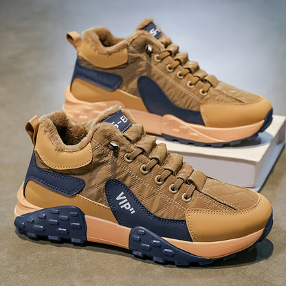 Men'S Stylish Winter Sports Shoes - in And Navy Blue, Featuring Lace-Up Ankle Boots, Thick PVC Soles, Upper Material, Breathable Fabric Lining, Perfect for Casual Wear Throughout The Seasons, Ideal Winter Boots for Men, Fashi