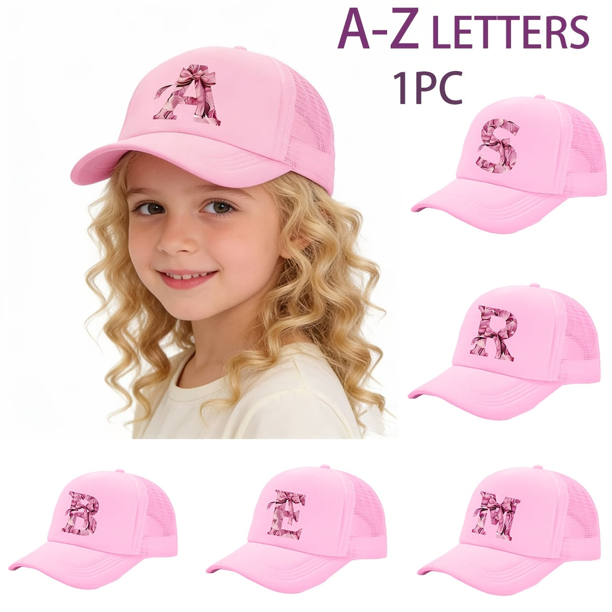 Kids Pink Mesh Bowknot Baseball Cap Breathable Lightweight