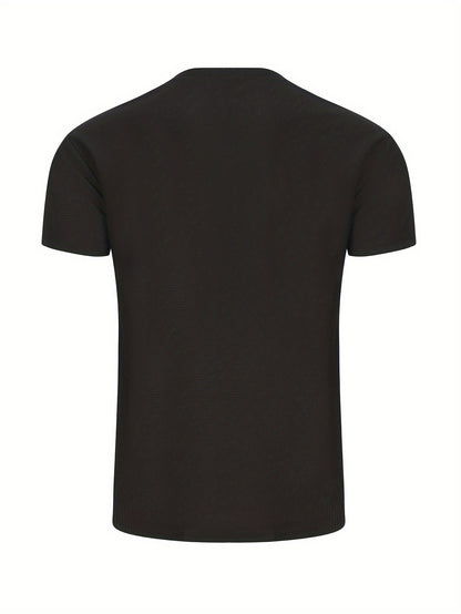 Men's Solid T-shirt With Chest Pocket, Casual Short Sleeve Crew Neck Tee, Men's Clothing For Summer Outdoor