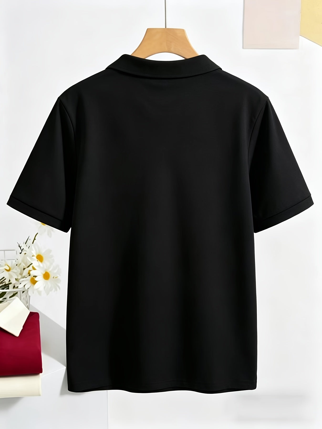 Women's Casual Polo Shirt in Solid Colors for Spring and Summer - ayq
