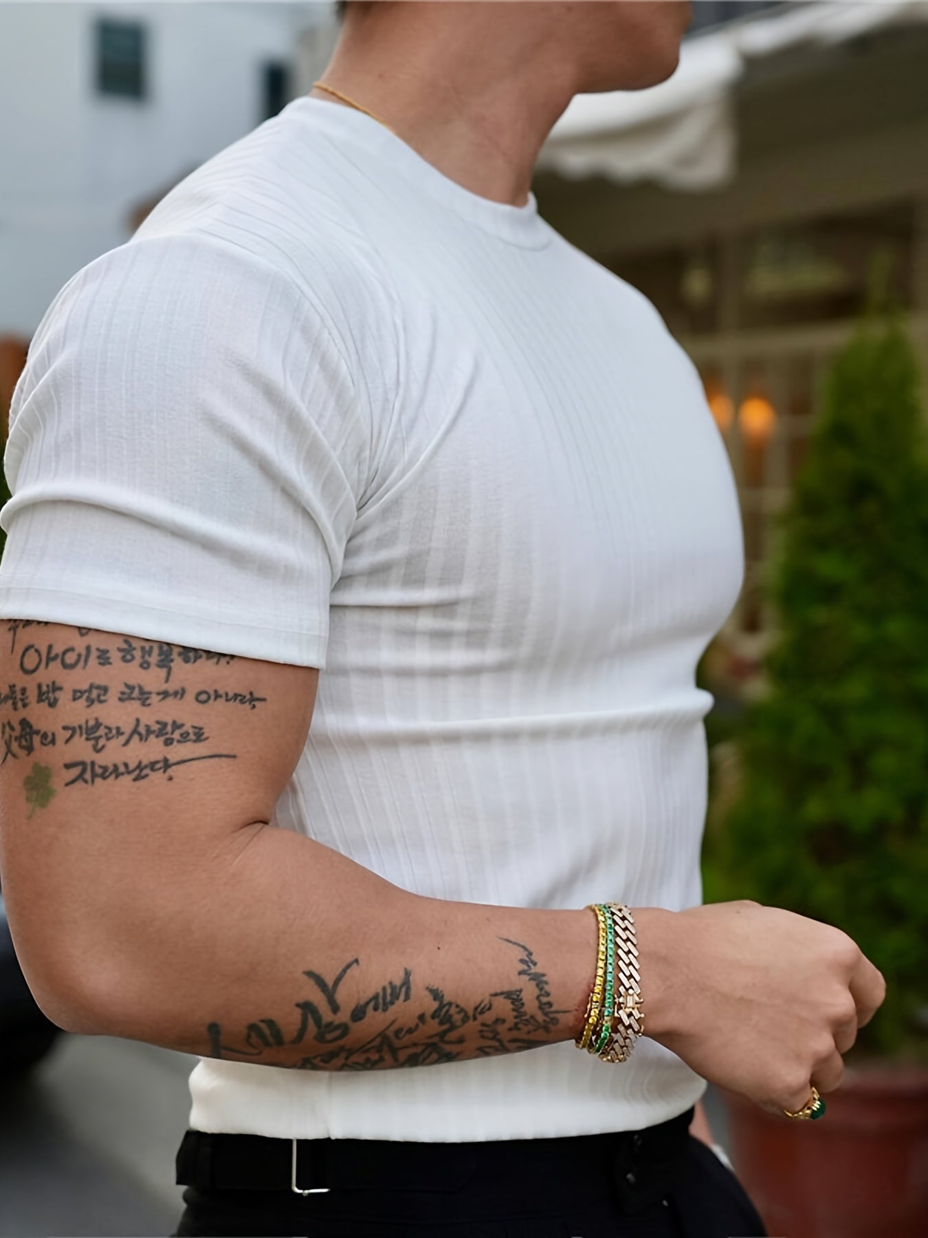 Men'S Summer Ribbed T-Shirt, Stylish, Comfortable, And Breathable, Perfect for Casual Outings - ayq