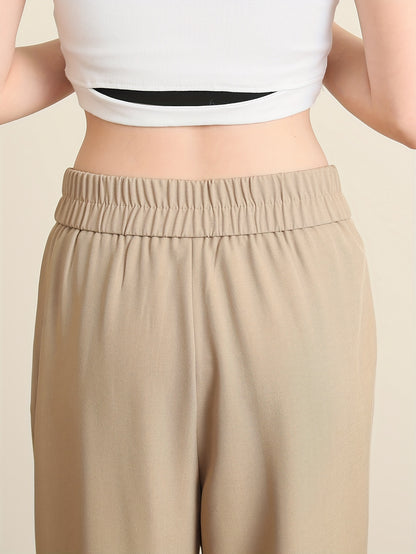 Solid Color Slim Straight Pants, Casual Women'S Long Trousers with Pockets And Buttons for Everyday Wear.