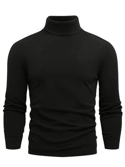 Casual Solid Men's Autumn And Winter Turtleneck Long-sleeved Fit T-shirt