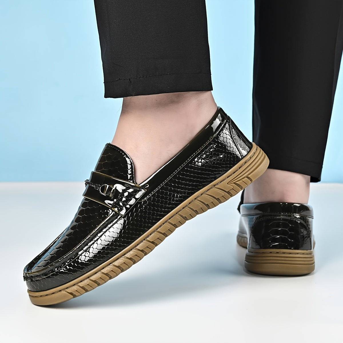 Men's Business Casual Loafers with Slip-Resistant Rubber Sole