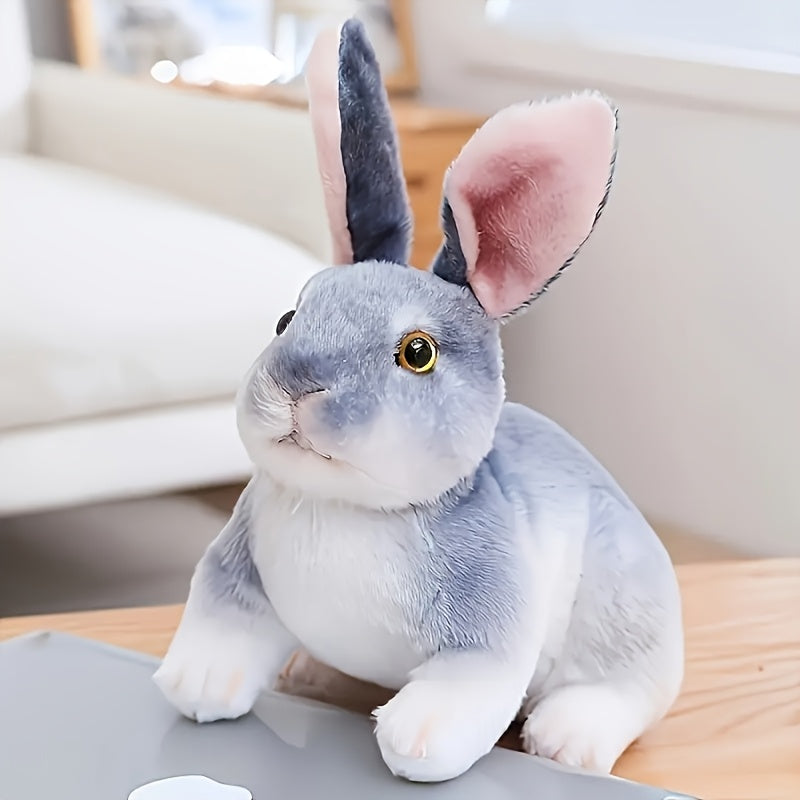6.2-Inch Plush Toy of a Colorful Rabbit And a White Rabbit, Stuffed Animal for Holiday Gifts.