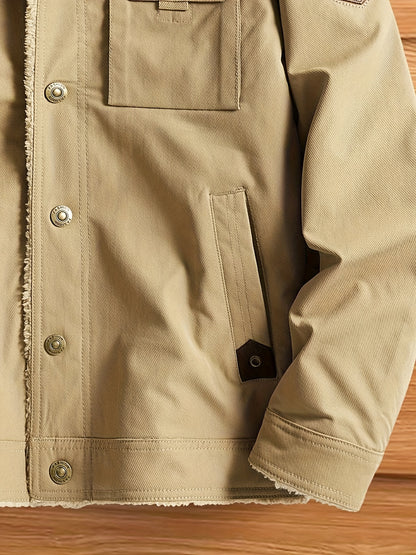 Տղամարդկանց բարձրակարգ, նորաձև, առօրյա, բազմակողմանի, բրդյա ծածկույթով, հաստ, քամուց պաշտպանող, տաք, գլխարկով ձմեռային բաճկոն