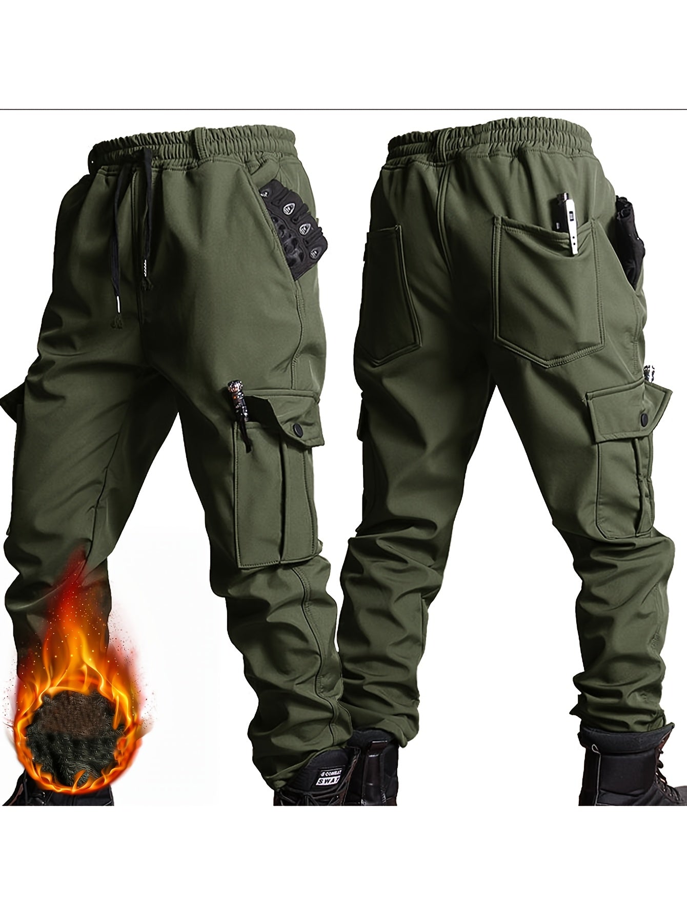 Men's Warm Fleece Casual Jacket and Pants Set for Winter