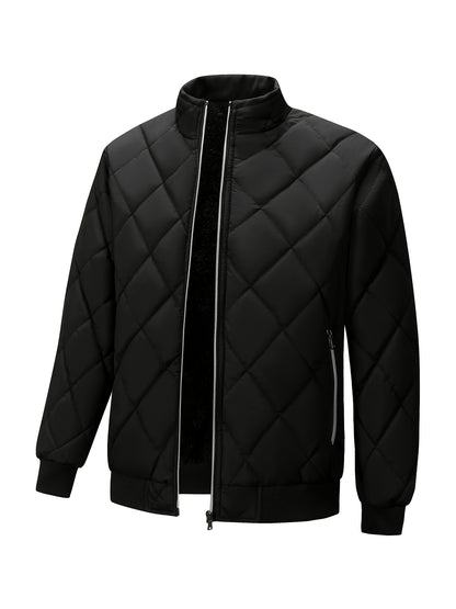 Տղամարդու թեթև կարված բաճկոն՝ միագույն, կանգուն օձիքով ձմեռային բաճկոն՝ գրպաններով, ամենօրյա, սովորական չափսի՝ ցուրտ եղանակի համար, բազմակողմանի վերնազգեստ, դիմացկուն վերնազգեստ