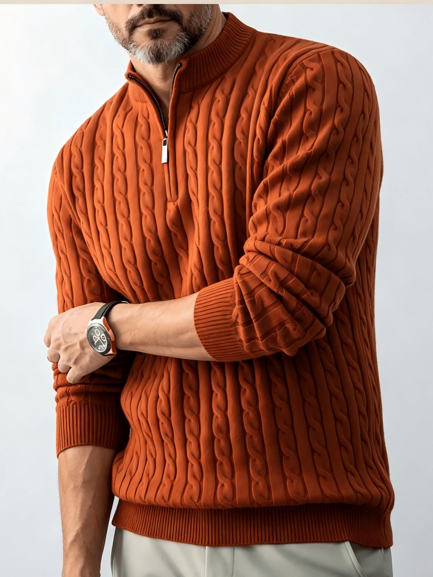Men's Casual Quarter-Zip Knit Pullover for Spring and Fall