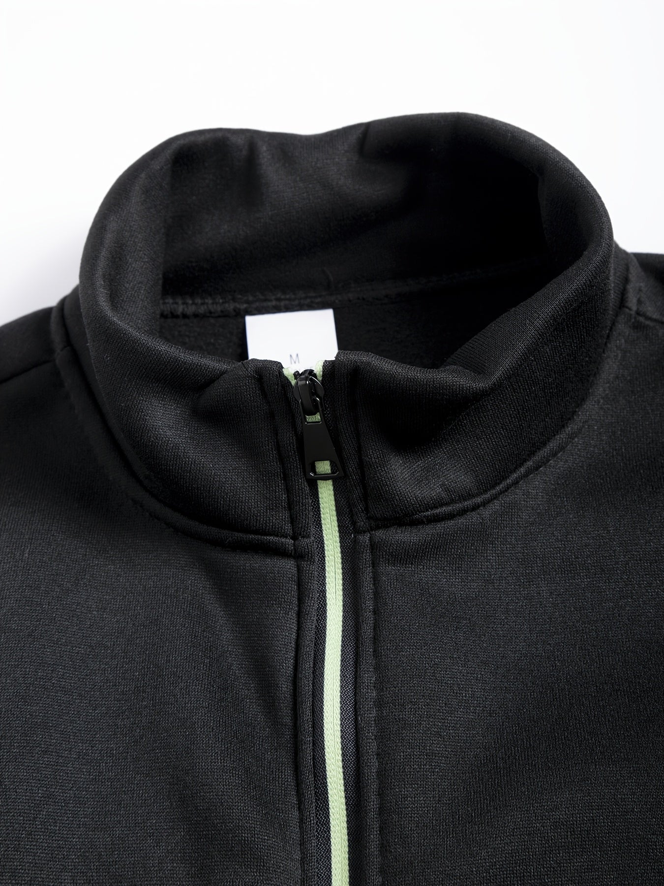 Men'S Stand Collar Zipper Jacket, Fashion Solid Color, Long Sleeve, Fleece, Soft, Casual, Polyester, with Zipper Pocket, for Daily, Sports, Fitness