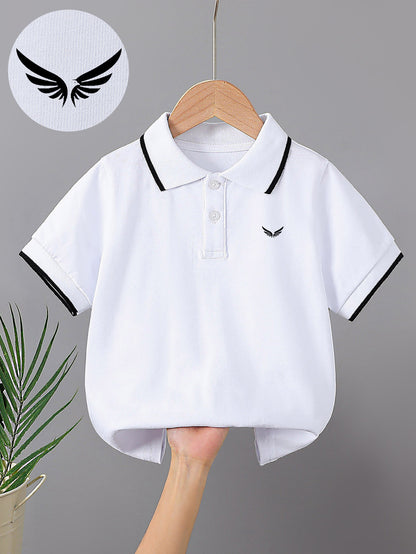 Kids' Summer Polo Shirts with Bird Patterns, Cotton Blend